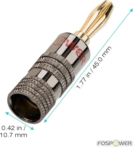 Vista 2 de FosPower 2 pares/4 unidades, conectores de enchufe tipo banana chapados en oro de 24 quilates para cable de altavoz, placa de pared, cine en casa