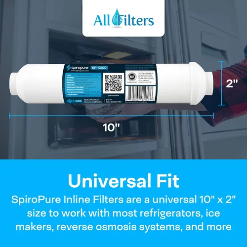 Vista 4 de SpiroPure Filtro en línea NSF Coconut Shell Filtro de agua de carbono granular con 1/4" FNPT, 2" x 10" (1 paquete)