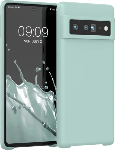 Vista 483 de kwmobile Funda Compatible con Google Pixel 6 Pro - Funda de teléfono de silicona TPU con acabado suave - Azul Arrecife