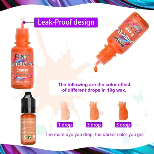 Vista 3 de Roizefar Tinte para velas – 12 colores de cera derretida para hacer velas, tinte a base de aceite para cera, tintes de color líquidos altamente