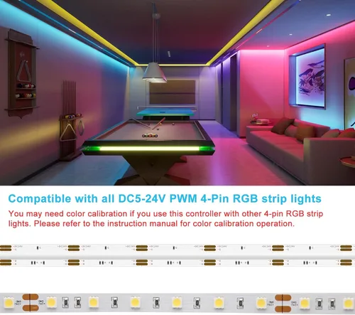 Vista 2 de PAUTIX Kit de controlador LED RGB SP643E, control de aplicación iOS/Andriod 2.4G RF control remoto inalámbrico, controlador LED/atenuador, para tira