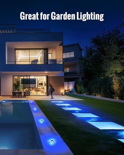 Vista 6 de Luces Solares para Entrada de Vehículos Luces de Muelle Impermeables Paquete de 4, 2 Colores en 1, Luces LED Solares de Cubierta para Exteriores