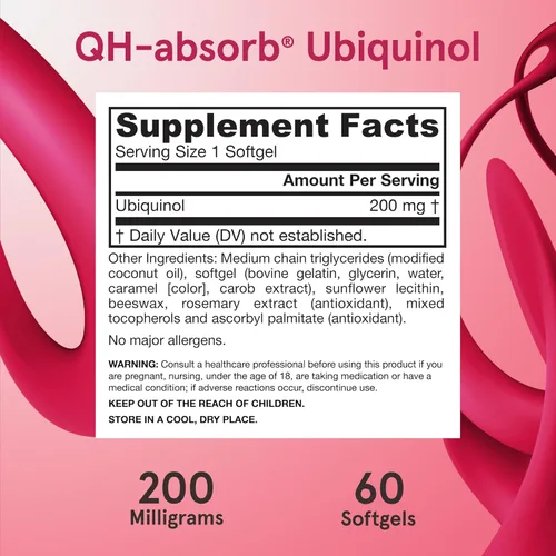 Vista 6 de Jarrow Formulas QH-Absorb 200 mg - 60 cápsulas blandas - Co-Q10 de alta absorción - Forma antioxidante activa de Co-Q10 - Apoya la producción