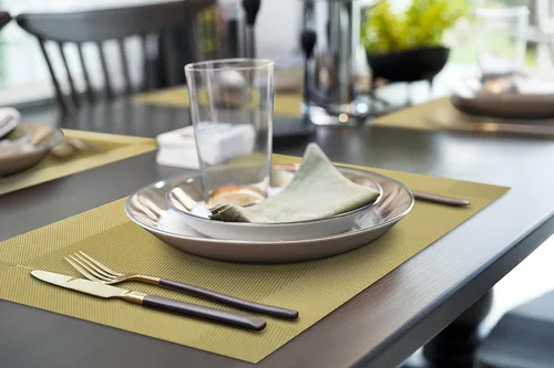 Vista 2 de More Décor Manteles individuales para mesa de comedor, lavables, resistentes al calor, de vinilo de PVC, para comedor y cocina, antideslizantes