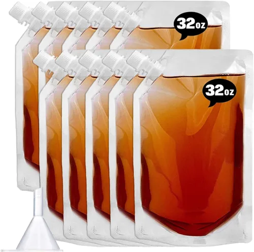 Vista 12 de Frascos de Plástico-Corredores de Ron Bolsas de Licor de Plástico para Colar Alcohol, A Prueba de Fugas, Sin BPA, Kit de Frasco de Viaje de Jugo