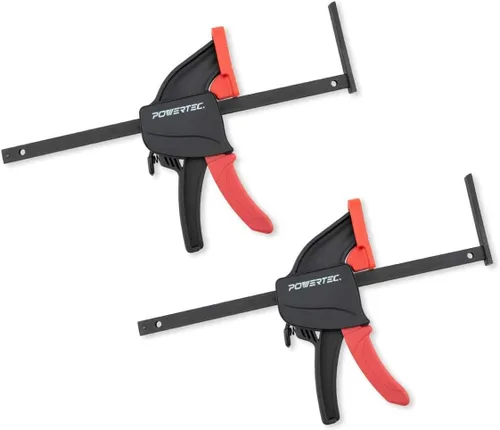 Vista 10 de POWERTEC 71410 Abrazadera de riel guía de tornillo rápido para mesa MFT y sistema de riel guía de sierra de riel, capacidad de 5-3/8" x profundidad