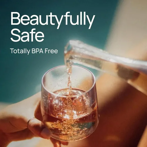 Vista 4 de Drinique Copas de vino irrompibles sin tallo, juego de 4, plástico Tritan de 12 onzas, fabricadas con 50% contenido reciclado, reutilizables, aptas