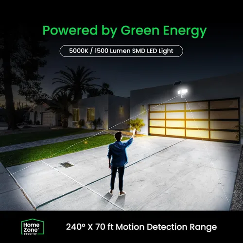 Vista 6 de Home Zone Security - Paquete de 2 focos solares para exteriores con sensor de movimiento de 40 x 180 °, 1500 lúmenes, blanco brillante de 5000 K