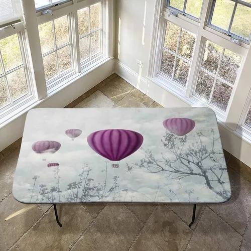 Vista 23 de Mantel ajustable elástico de granja, 24 x 36 pulgadas, mantel rectangular para mesa plegable de 3 pies, estampado de árboles de pinos de invierno