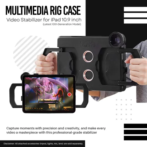 Vista 2 de MegaMount Rig Case Estabilizador de video para iPad de 10.9 pulgadas (último modelo de 10ª generación) estabilizadores de tableta portátil con mango