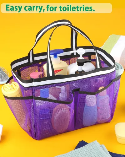 Vista 5 de Ocim Bolsa grande de malla portátil para botellas de champú de gran tamaño, plegable, de secado rápido, para dormitorio universitario, campamento