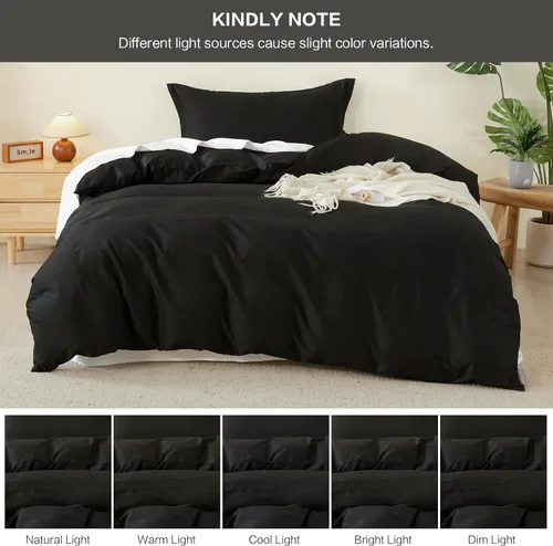 Vista 320 de SAPHREAS Juego de funda de edredón de algodón, tamaño King, a cuadros color gris oscuro y gris, geométrico, 3 piezas, 1 funda de edredón y 2 fundas