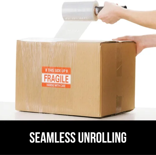 Vista 5 de GORILLA GRIP Rollo de envoltura retráctil 500% con asa, película elástica de plástico de 5 pulgadas y 500 pies, suministros de mudanza
