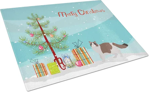 Vista 110 de Caroline's Treasures CK4739LCB Abyssinian Cat Merry Christmas Glass Cutting Board Large Decorative Tempered Glass Kitchen Cutting and Serving Board