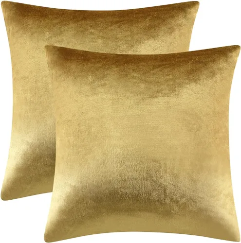 Vista 30 de GIGIZAZA Juego de 2 fundas de almohada doradas de terciopelo de 16 x 16 pulgadas para sofá 2-Dorado