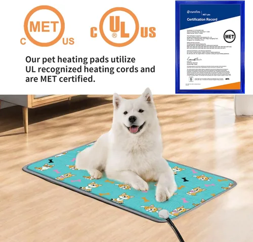 Vista 6 de Almohadilla térmica eléctrica para gatos de 18 x 18 pulgadas con control digital de temperatura, alfombrilla de cama climatizada para mascotas