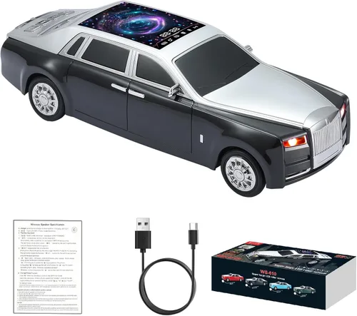 WS-610 Luxury Sedan Replica Bluetooth Speaker - Pantalla LED de cielo estrellado, sonido HD, estéreo TWS, radio FM, reproducción USB/TF, micrófono