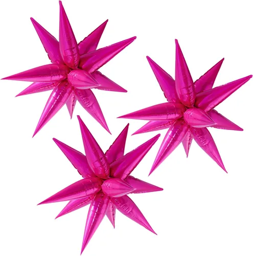 Vista 10 de 3 globos de aluminio con forma de estrella de explosión 3D de 26 pulgadas, globos de aluminio negro con forma de cono de estrella para cumpleaños