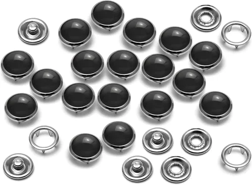 Vista 2 de CRAFTMEMORE 20 juegos de botones de perlas negras de 0.25 pulgadas (0.413 in) para camisa occidental (negro)