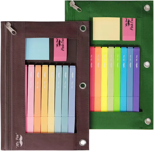Vista 22 de Mr. Pen - Estuche para lápices de 2 piezas - Estuche con cremallera para lápices para carpeta de 3 anillas