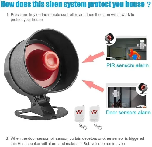 Vista 4 de Sistema de seguridad para el hogar KERUI, para interior y exterior, resistente a la intemperie, con sirena, sensores para ventanas y puertas, sensor