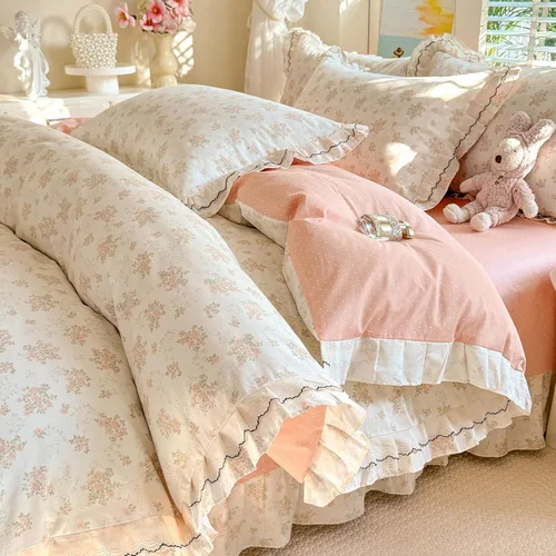Vista 77 de HighBuy Funda de edredón floral de algodón, floral, coquette, fundas de edredón ligeras, suaves para niñas, juego de ropa de cama estilo jardín
