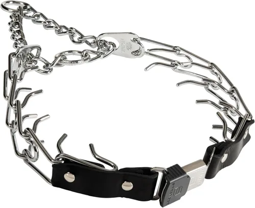 Vista 10 de Herm Sprenger Collar de entrenamiento para perros con liberación rápida en negro, acero inoxidable, sin tirón, collar fácil de cuero con hebilla