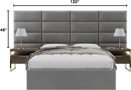 Vista 9 de Vänt - Paneles tapizados de cabecera para montar en la pared, diseño Isabelle, 60 x 23 pulgadas, configuración de 4 paneles individuales