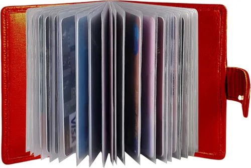 Vista 8 de STARHIDE Funda compacta de cuero genuino suave para tarjetas de crédito con fundas de plástico extraíbles 210 Negro