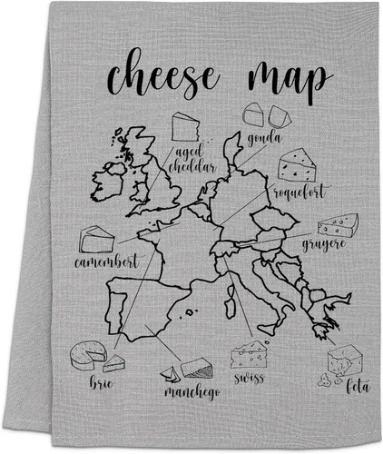 Vista 11 de Moonlight Makers Divertidas toallas de cocina con temática de queso, toallas decorativas hechas a mano de algodón, paño de té absorbente, regalos