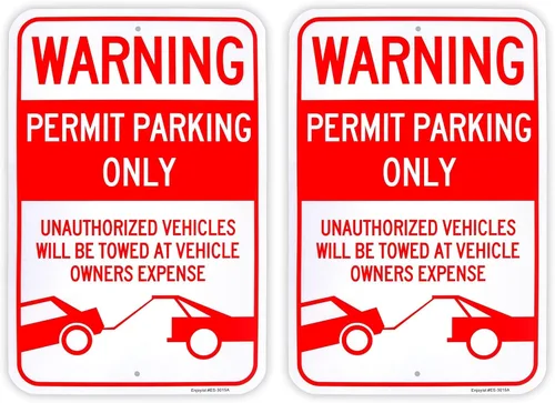 Vista 6 de Letrero grande de permiso de estacionamiento solamente, 18 x 12 pulgadas, letrero reflectante de aluminio 040, libre de óxido, con protección UV