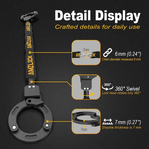 Vista 3 de Candado eléctrico para scooter, 3 pies/35.8 in, antirrobo, seguridad resistente de empuje para bicicleta eléctrica, scooter y bicicleta
