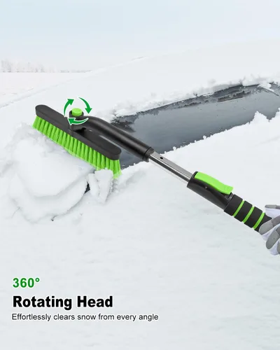 Vista 5 de SEAAES Rascador de hielo con cepillo de nieve para parabrisas de automóvil, cepillo de nieve extensible mejorado con agarre de espuma para ventanas