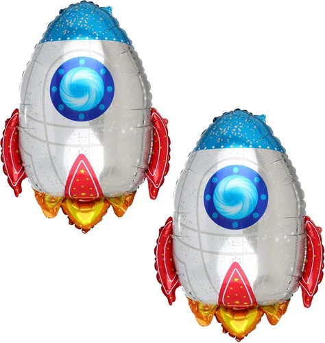 Vista 7 de 2 globos de aluminio con forma de astronautas grandes de Mylar para decoración de fiesta de cumpleaños con temática espacial del universo