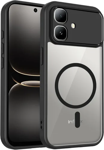 Vista 529 de Funda magnética transparente compatible con Xiaomi 17T, color negro 2 en 1 PC + TPU cubierta de teléfono a prueba de golpes, carcasa protectora