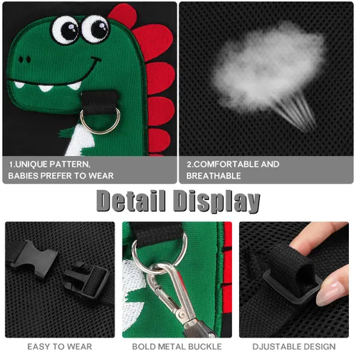 Vista 3 de Correa para niños pequeños - Arnés de seguridad para caminar de bebé y enlace de muñeca antipérdida para niñas/niños de viaje (Negro)
