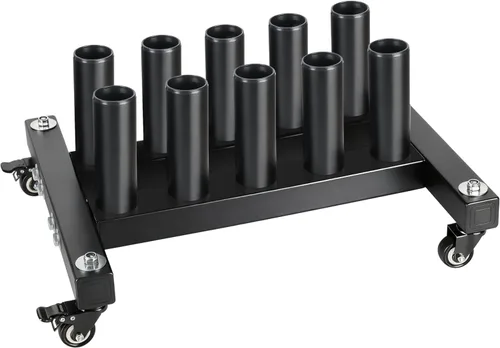 Vista 9 de EVERYMATE Vertical Barbell Rack - Heavy-Duty Steel Organizer, Barbell Holder Floor Stand, Fits 2" Olympic Bars with Scratch-Resistant Inserts