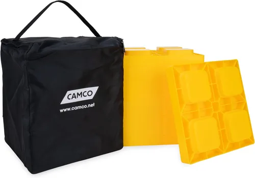 Vista 9 de Camco Bloques de nivelación para cámper/caravana, cuenta con diseño entrelazado apilable e incluye bolsa con cremallera para almacenamiento