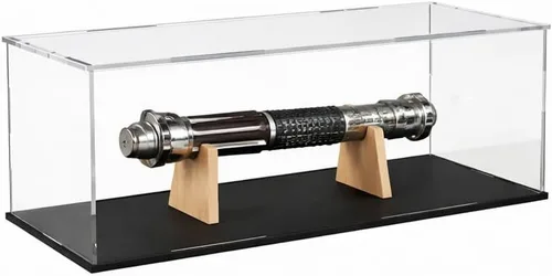 Vista 28 de Vitrina de acrílico transparente con base negra mate, vitrina premontada a prueba de polvo, caja transparente de una sola pieza para coleccionables