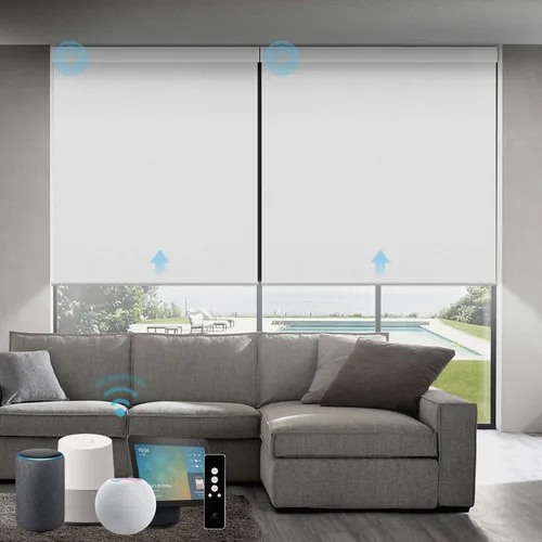 Vista 71 de SmartWings Persianas Motorizadas con Sombras para Ventana Control Remoto Funciona con Thread Apple Homekit Z-Wave Alexa 100% Blackout de Doble Cara