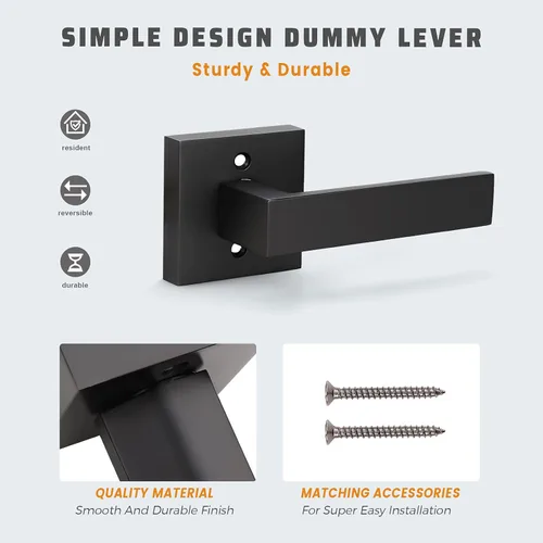 Vista 4 de KNOBWELL Paquete de 1 manija de puerta simulada negra para el interior, manijas de puerta simuladas con asas, tirador de puerta con función de giro