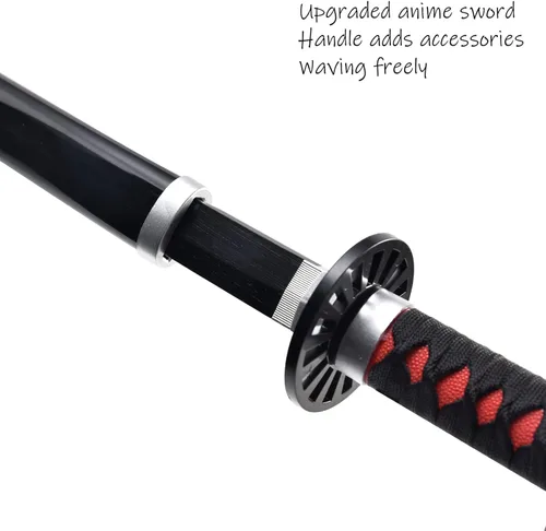 Vista 4 de Espada Demon Slayer de 41 pulgadas, con espada de anime de soporte, espada Zenitsu, espada Tanjirou y espada Rengoku, varios estilos disponibles