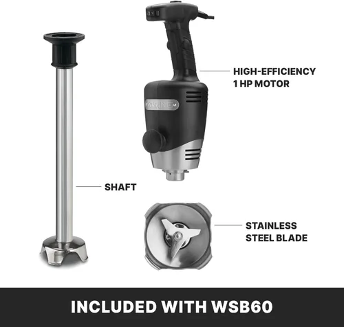 Vista 3 de Waring Commercial Big Stix batidora de inmersión con eje desmontable, Negro/Plateado