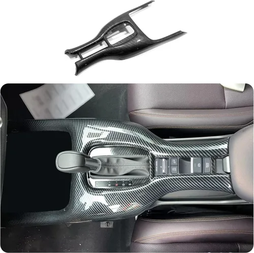 Accesorios de coche aptos para Honda HR-V HRV 2023 2024 2025 2026 Pomo interior de la palanca de cambios de la consola (fibra de carbono negro) 1