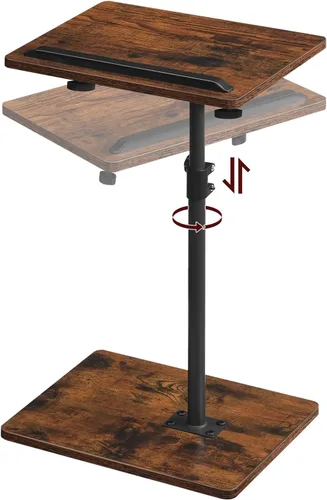 Vista 13 de MAHANCRIS - Mesa de bandeja para TV, mesa de bandeja para el apoyabrazos del sofá, mesa auxiliar ajustable en altura con giro de 360°, mesa lateral