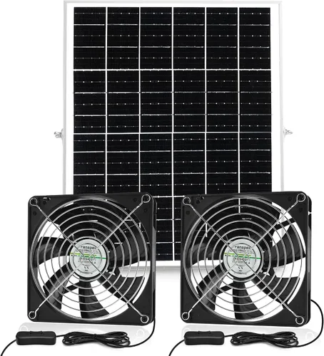 Fanspex Kit de 2 ventiladores solares de 5.5" impermeabilizado para