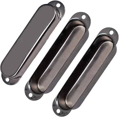 Vista 3 de 3 unids Cerrado Latón Solo Bobina Pickup Cubiertas Para Fender Strat Squier Guitarra Eléctrica Parte (negro)