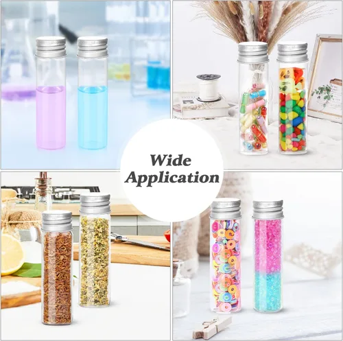 Vista 6 de Paquete de 30 botellas selladas de vidrio de 0.7 fl oz (0.7 fl oz), envases vacíos de muestra, frascos pequeños, botella de deseos con tapa