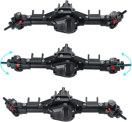 Vista 4 de RCHUBAM - Juego de ejes delanteros de metal CNC con base servo para 1/10 Axial SCX10 RC Crawler Car (delantero)