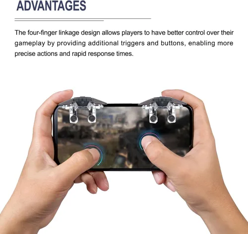 Vista 5 de MECCANIXITY Gaming Trigger Mobile Game Controller 1 Pair Six-Finger Linkage Fire Key Burst Shooter Type-C for 4.7-6.5 Inch Cell Phone with 18.5cm